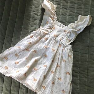 Muslin Ruffled Dress with Rainbow Pattern